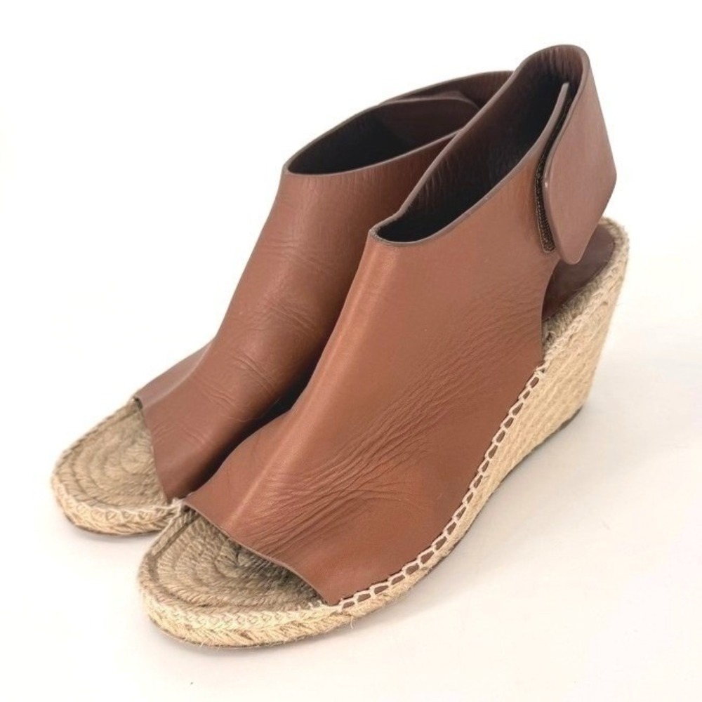 Celine Paris Brown Leather Phoebe Philo Espadrille Wedge Ankle Strap Size 39 - Picture 2 of 10